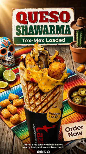 Taza Queso Shawarma — new on the menu